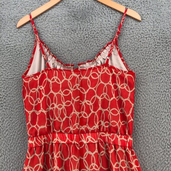 Banana Republic Dress Women 2 Red Maxi Blouson Sundress Pleats Sleeveless Strap* - Picture 4 of 12